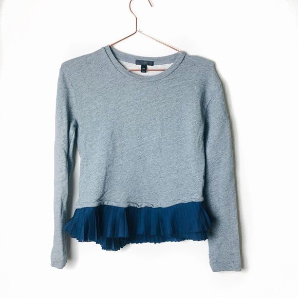 EUC J. Crew Grey Bottom Pleated Trim Sweater Top XXS - Picture 1 of 6